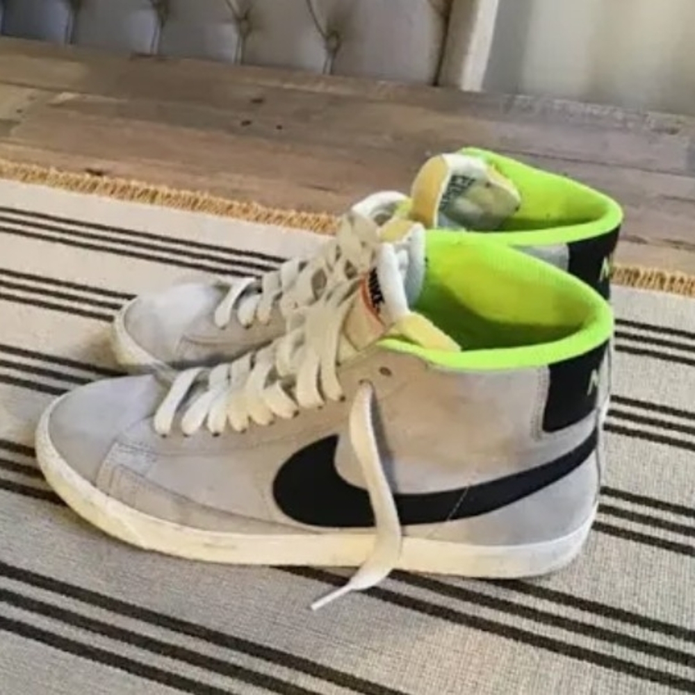 Nike Blazer Mid 77s High-Tops with Black and Neon Green